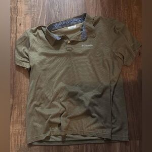 Columbia Men's Olive Green Polo with Dark Gray Collar